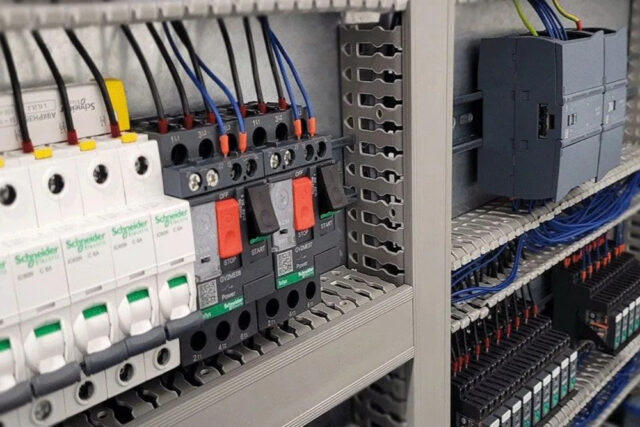 Close-up view ot control cabinet